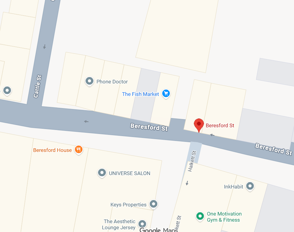 Map showing the Beresford Street donation drop-off point